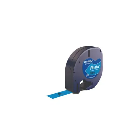 Dymo Original Schriftband für LetraTag®, Plastik, schwarz auf blau, 12 mm x 4 m