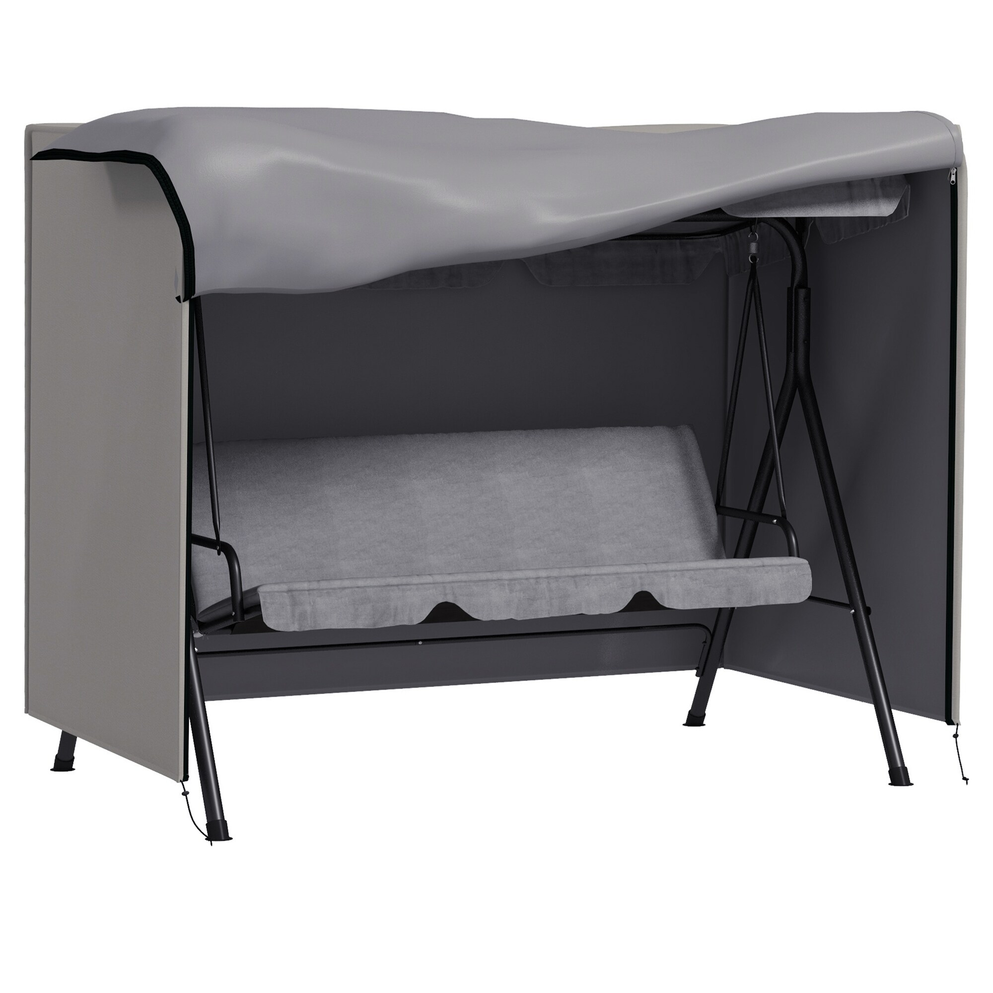 Outsunny Abdeckhaube für Hollywoodschaukeln mit Reißverschluss grau 205L x 124B x 164H cm
