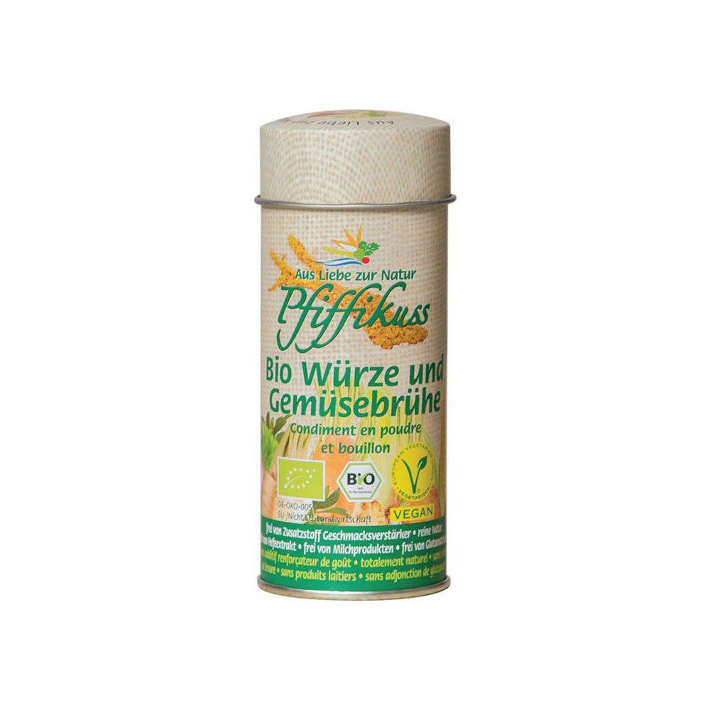 PFIFFIKUSS Gourmet Streuwürze und Gemüsebrühe<br>80 g, Dose, Bio