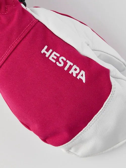 Hestra Juniors' Army Leather Heli Ski Mitt Fuchsia