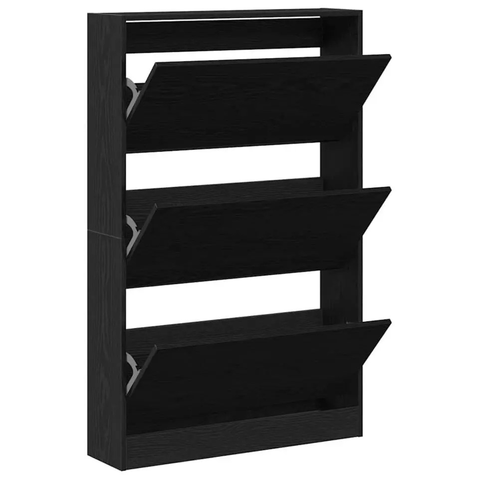 vidaXL - Schoenenkast met 3 kleppen 9 paar - Zwart eiken - 80x21x125,5 cm