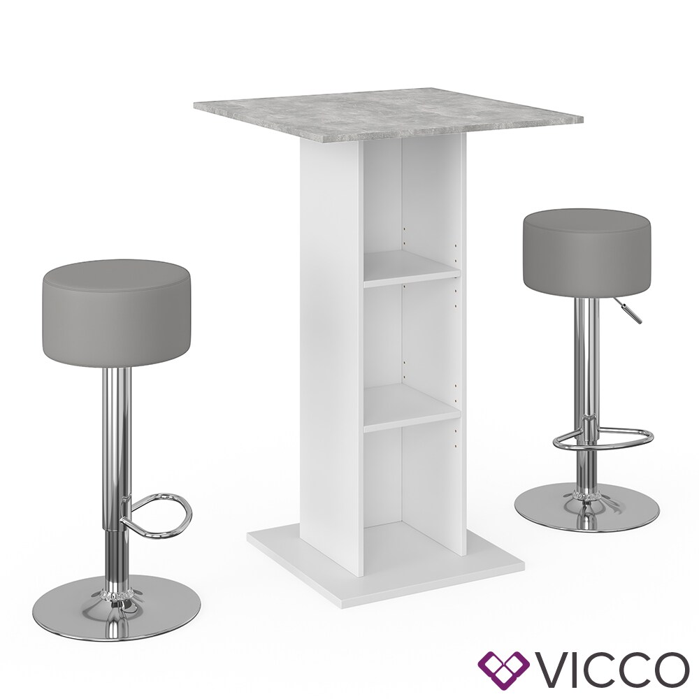 VICCO Bartisch Bar Weiß Beton Bartresen Stehtisch Tresentisch Bistrotisch Küche inkl. Barhocker