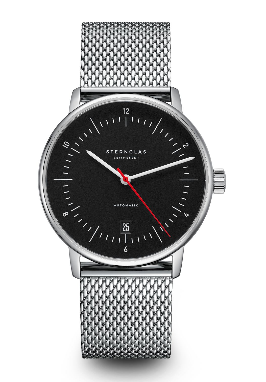 Sternglas Naos Automatik 38mm Schwarz Milanaise