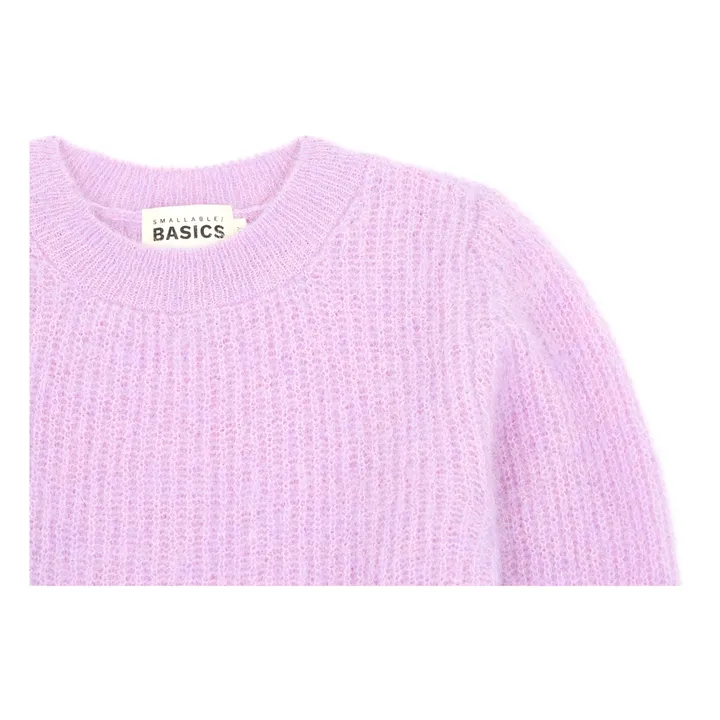 SMALLABLE BASICS Pull Fille Col Rond à Manches Ballon Alpaga | Rouge framboise