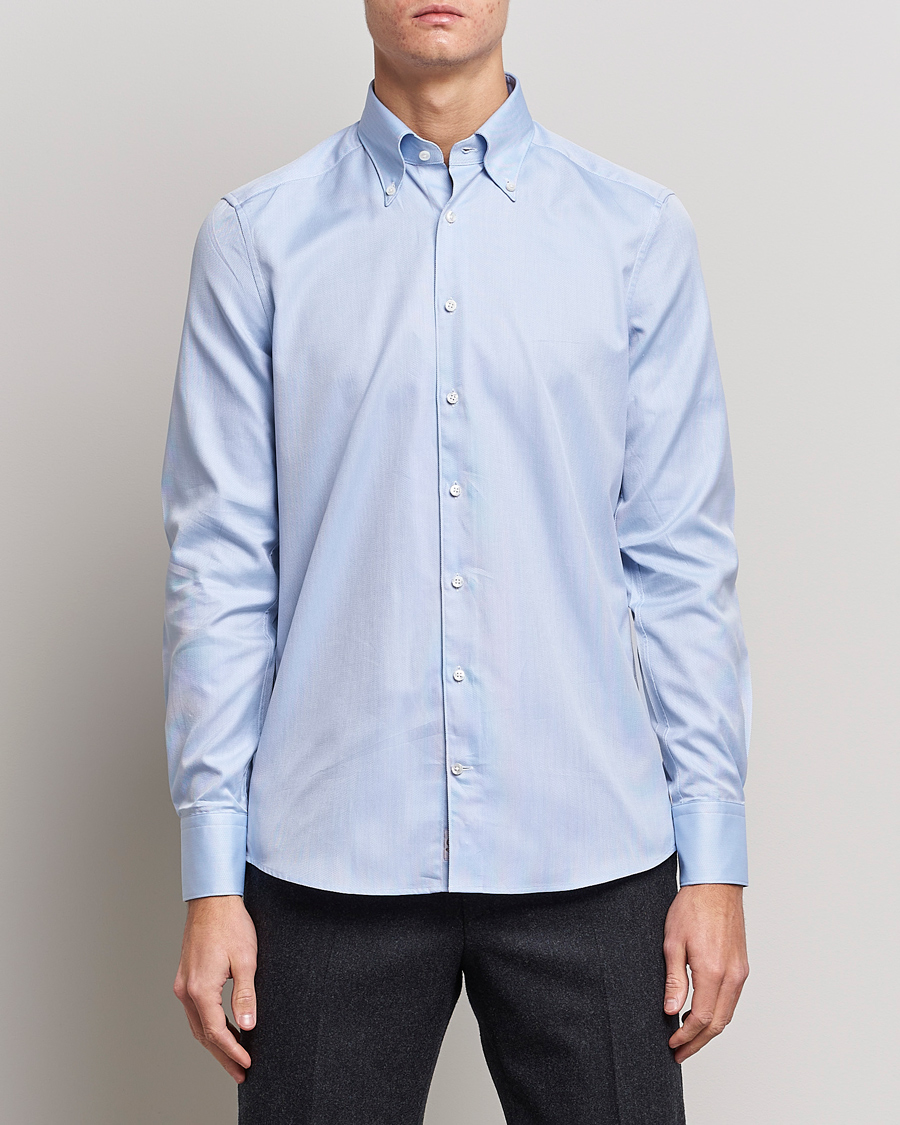 Stenströms 1899 Slimline Supima Cotton Structure Shirt Blue