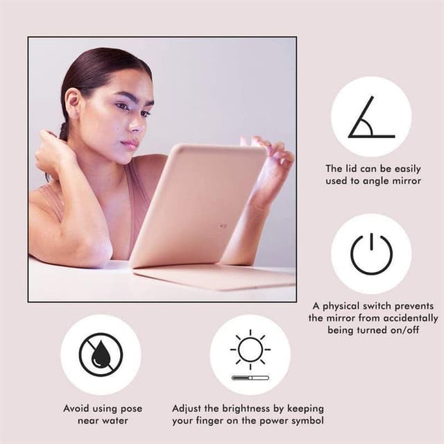 UNIQ Foldbart Genopladeligt LED Spejl – Vanity Rejsespejl