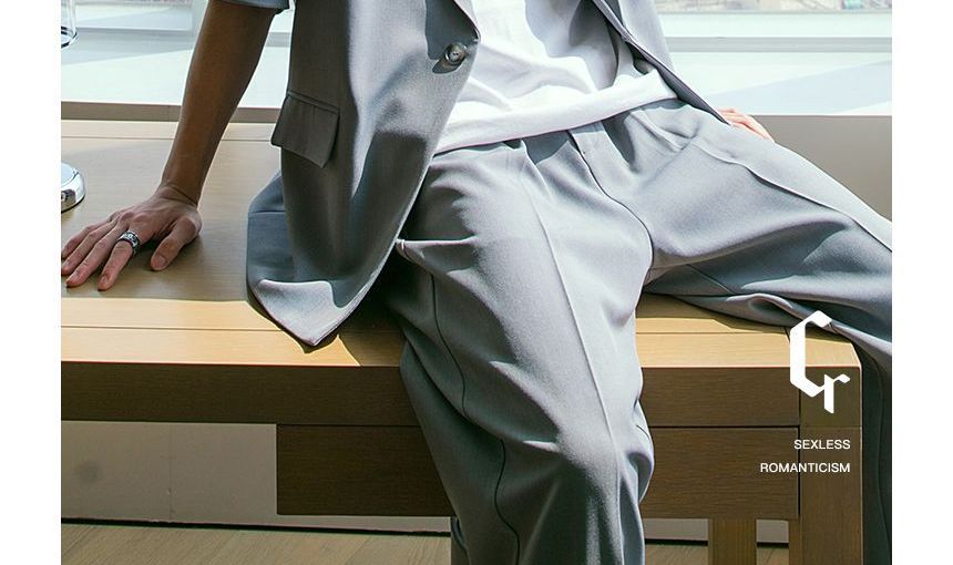 CHIC ERRO - Blazer met korte mouwen en één knoop / Broek met wijde pijpen en middelhoge taille