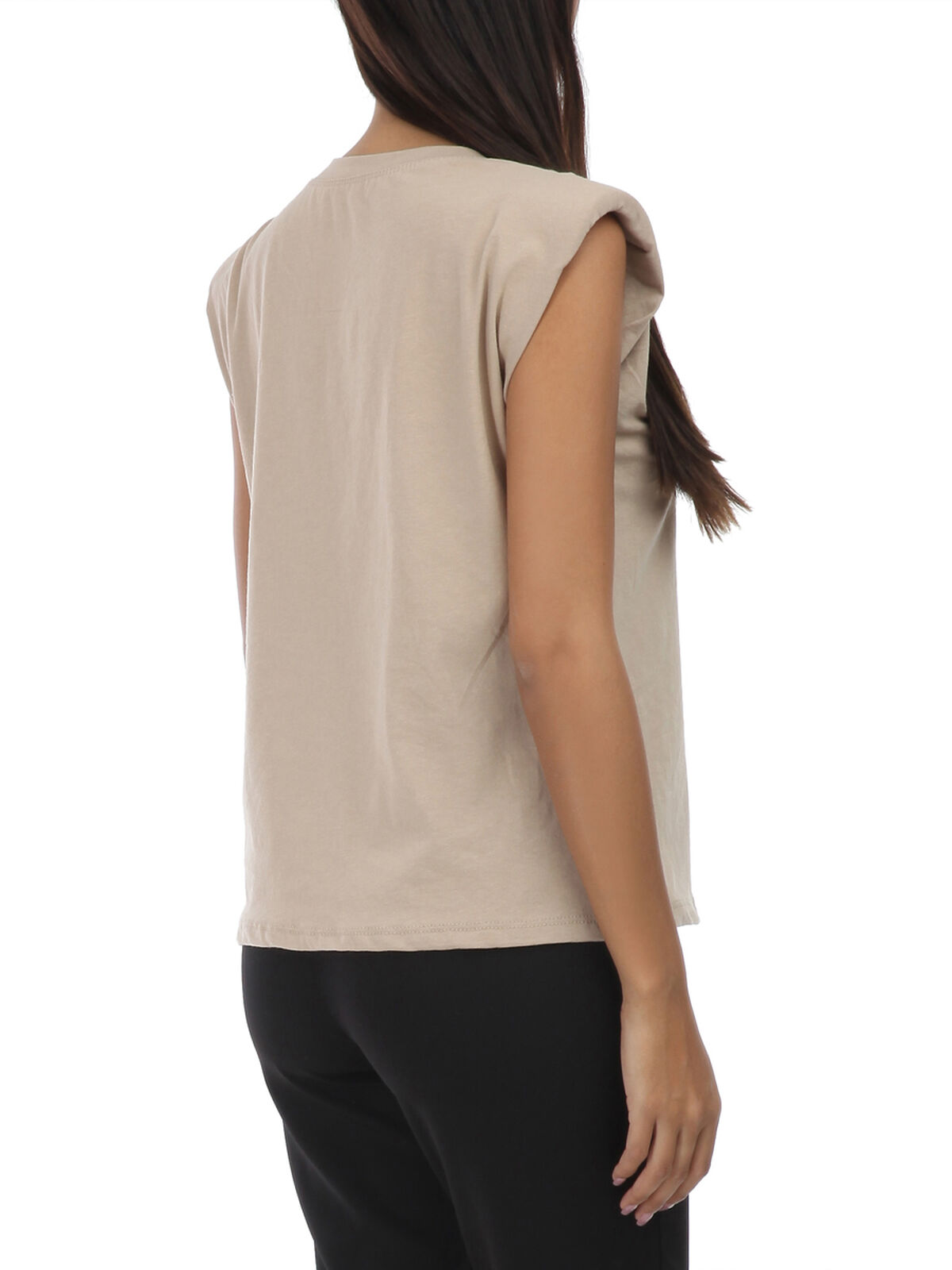 Top sans manches à épaulettes- Beige