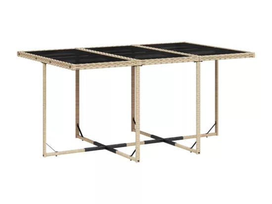 Ensemble à manger de jardin et coussins 11 pièces beige poly rotin