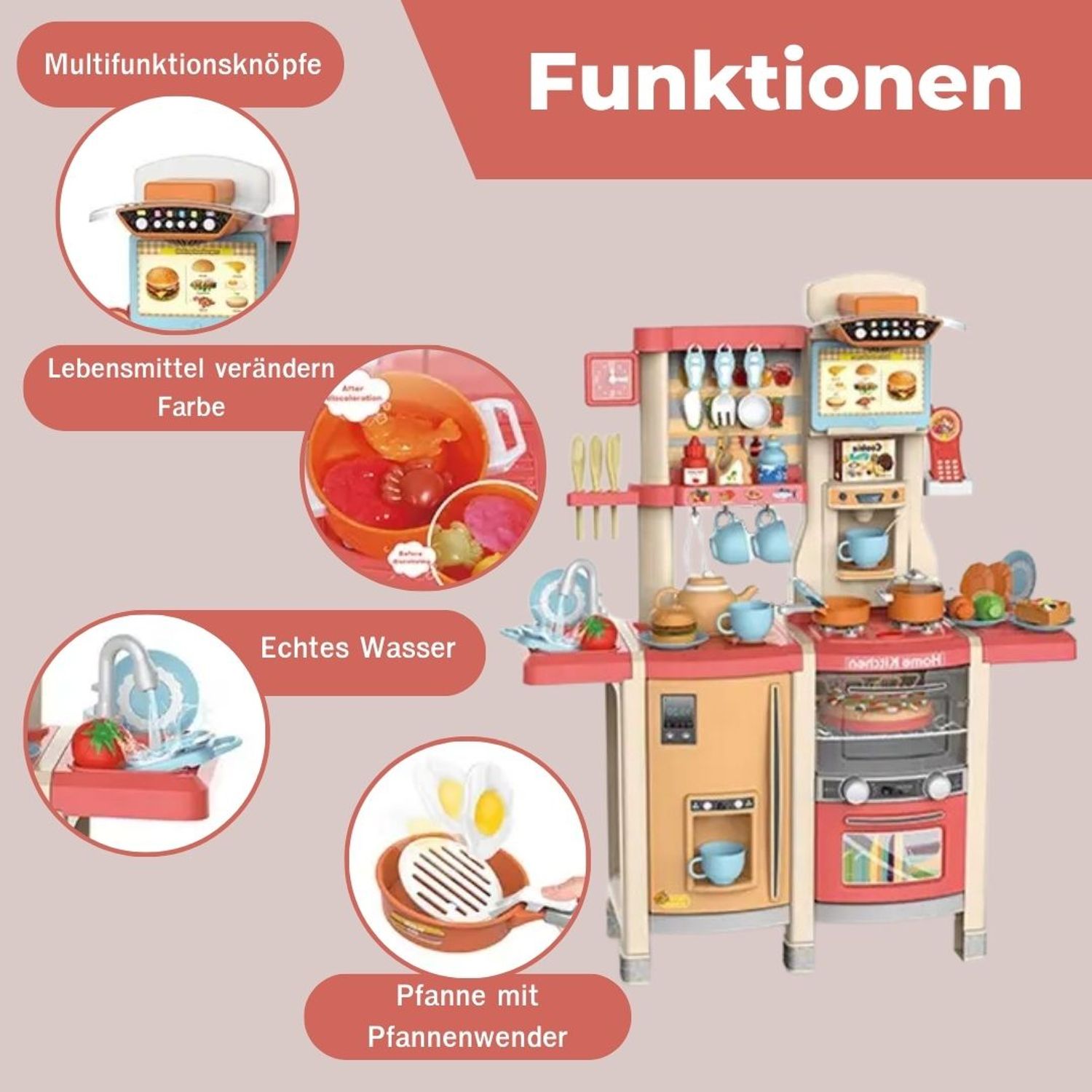 Coemo Kinderküche Susi Spielküche ROT mit extra viel Zubehör