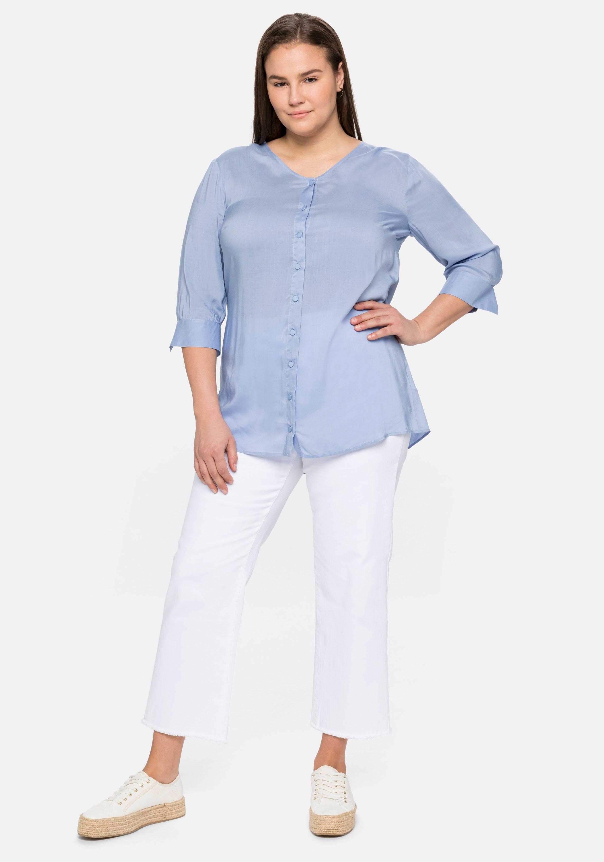 Bluse mit 3/4-Ärmeln, leicht transparent