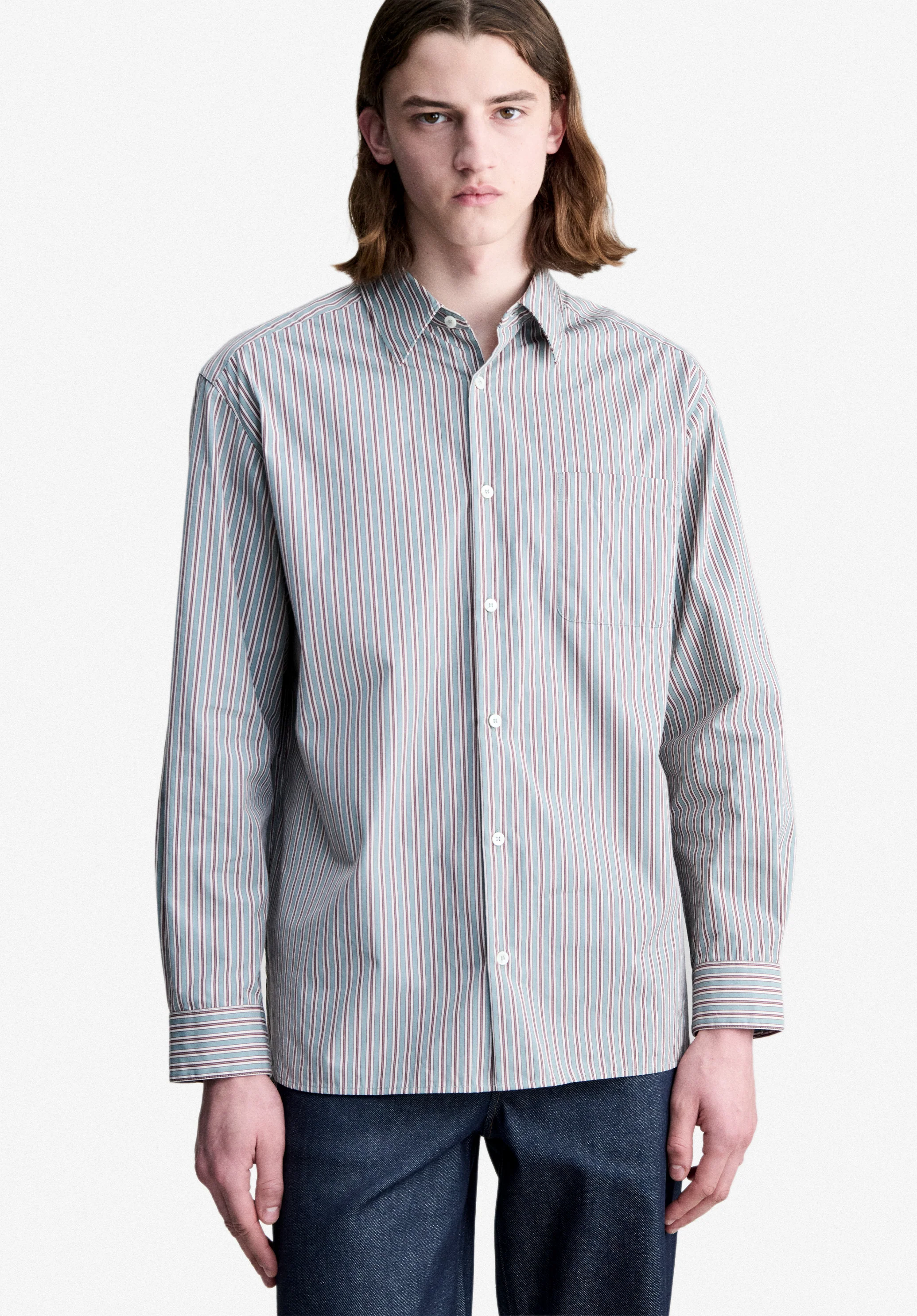 Chemise ample à rayures vert amande - Vert amande