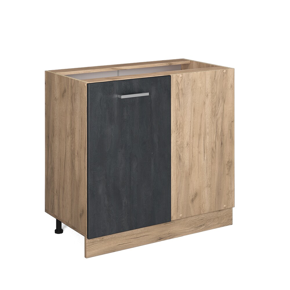 Vicco Eckunterschrank R-Line Schwarz Beton Eiche 86 cm ohne Arbeitsplatte