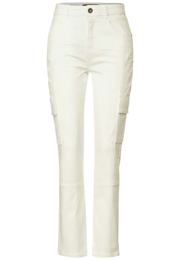 Casual Fit Cargojeans - cream white washed