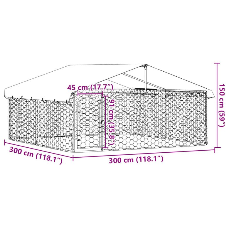 Canil de exterior vidaXL Silver