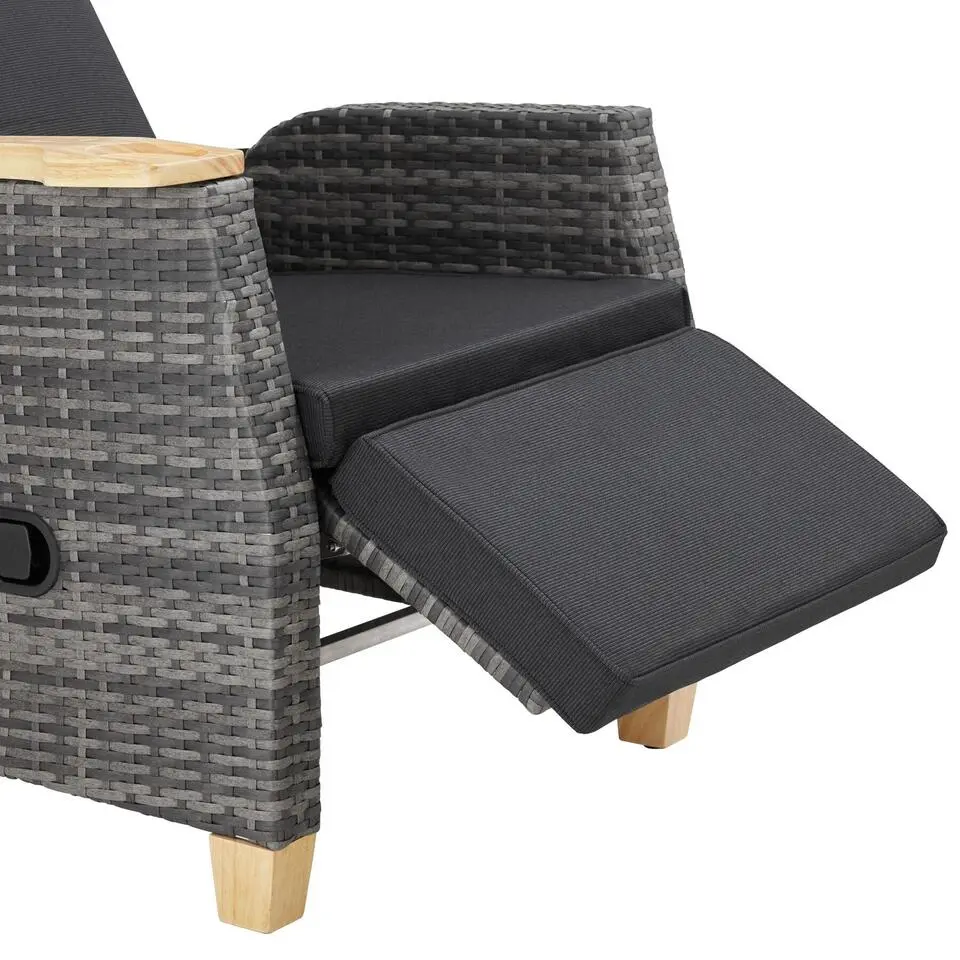 tectake Wicker fauteuil Pescara met aluminium frame, rugleuning verstelbaar