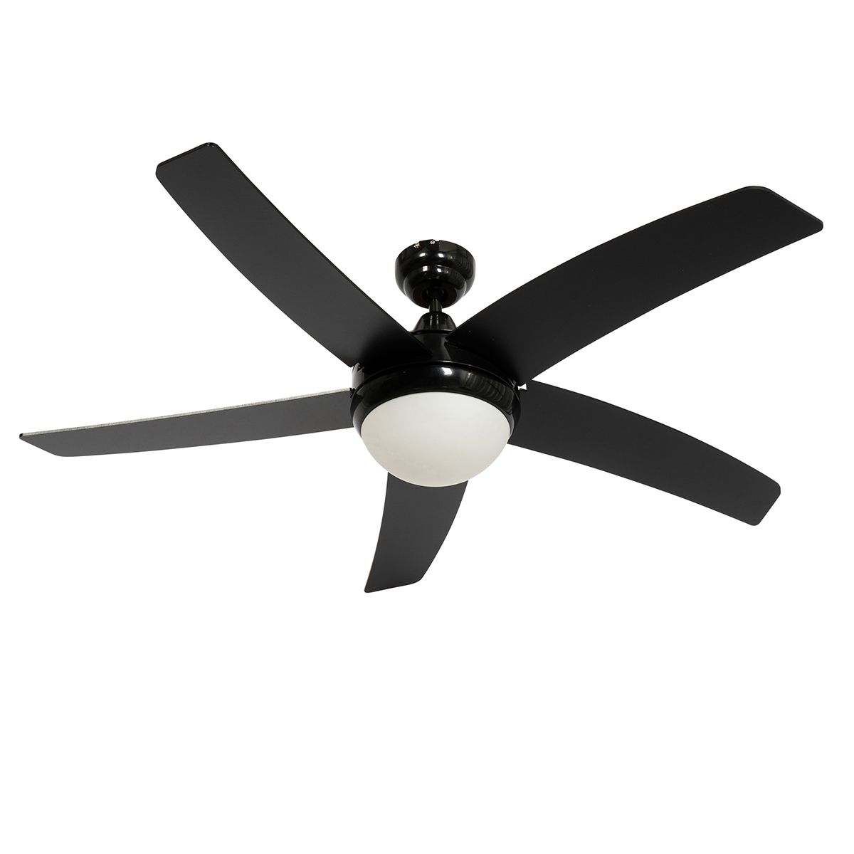 Smart plafondventilator zwart met hout print 132cm incl. LED dimbaar met afstandsbediening - Cool