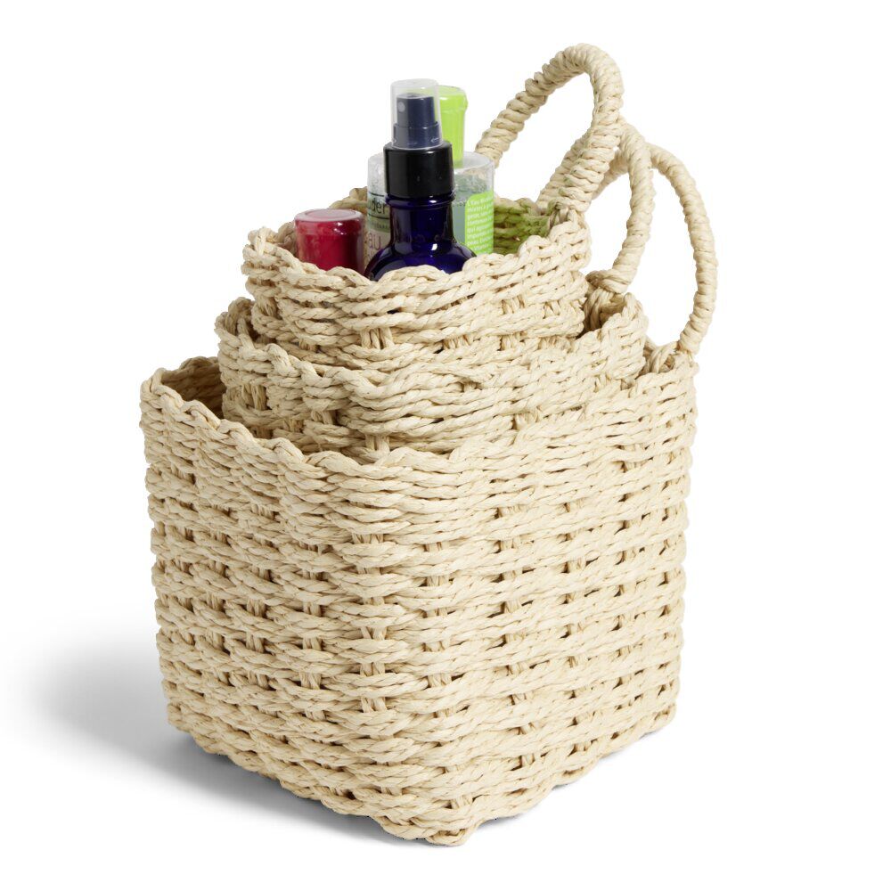 Lot de 3 panières tressées rangement salle de bain