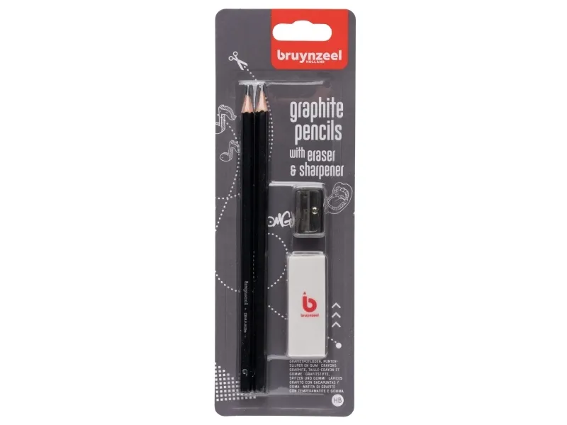 BRUYNZEEL SAKURA Bruynzeel Graphite pencil set | 2 HB graphite pencils   sharpener & eraser