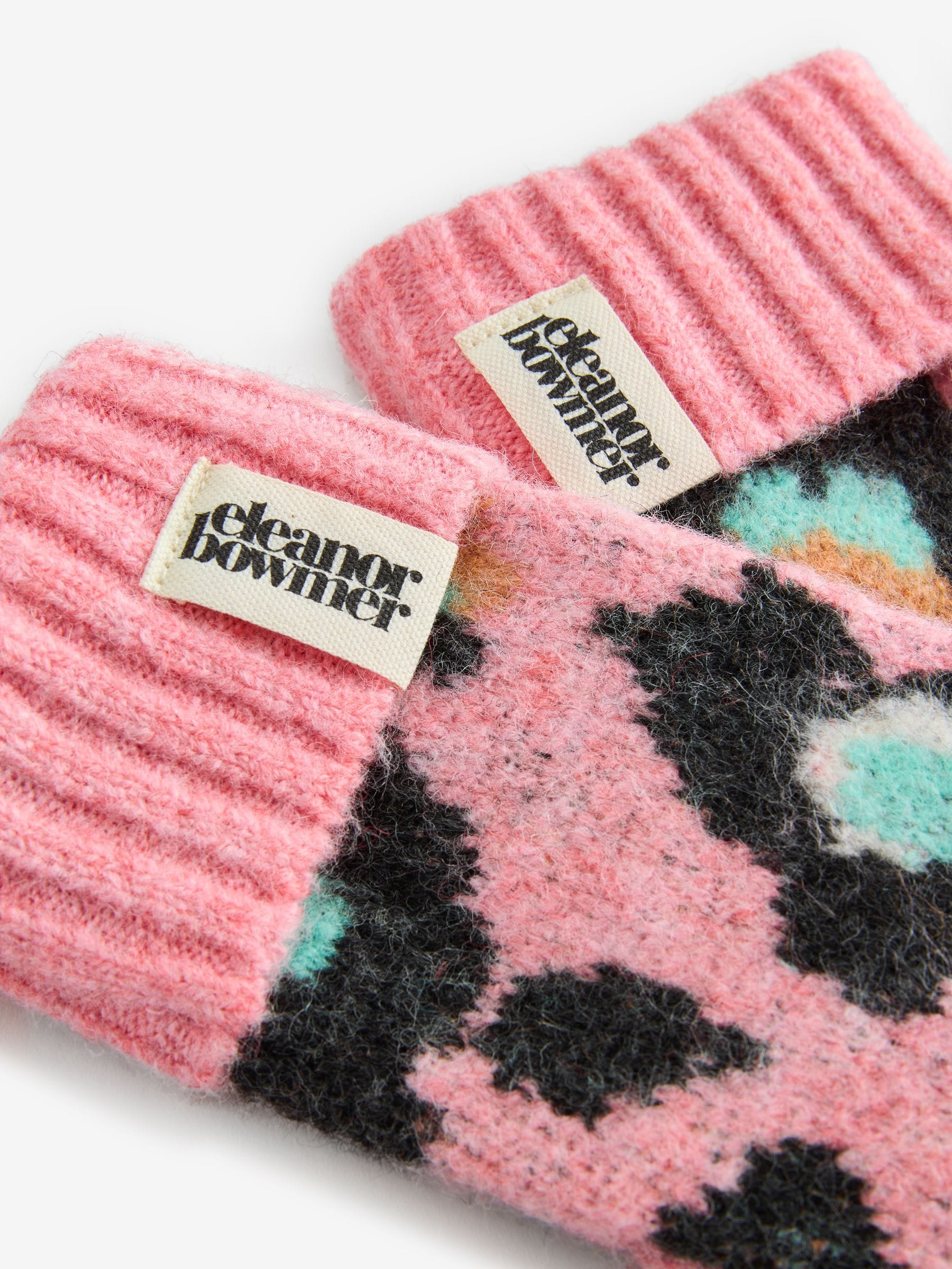Roze/blauw - Eleanor Bowmer Checkerboard Lips Mittens