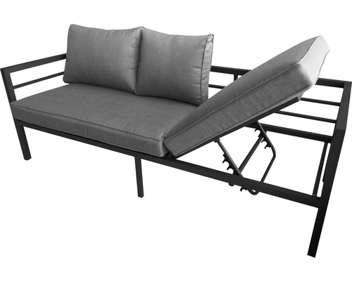 Garden Place Freya Alu 6-persoons 4-delige tuinmeubelset inclusief tafel 150 x 75 x 65 cm met 5 mm spray-stone veiligheidsglas blad en zitkussens, antraciet aluminium