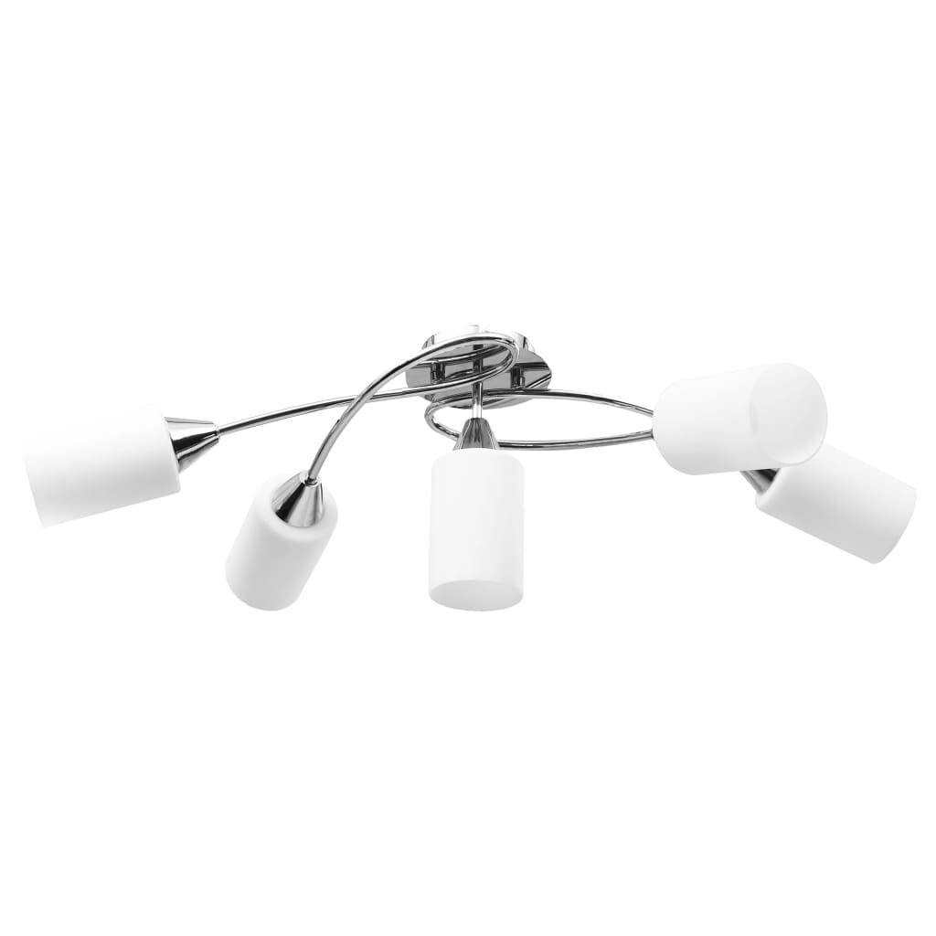 vidaXL Plafondlamp met keramische kappen voor 5 E14-lampen, wit