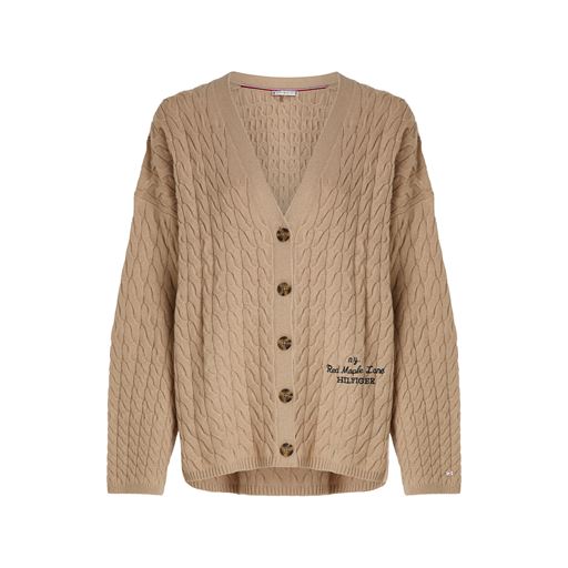Tommy Hilfiger Wool Blend Cable Cardigan, Beige, XS/S