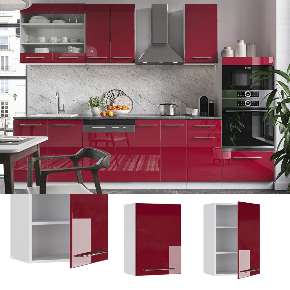 VICCO Hängeschrank 50 cm Bordeaux Hochglanz Küchenschrank Hängeschrank Küchenzeile Fame-Line