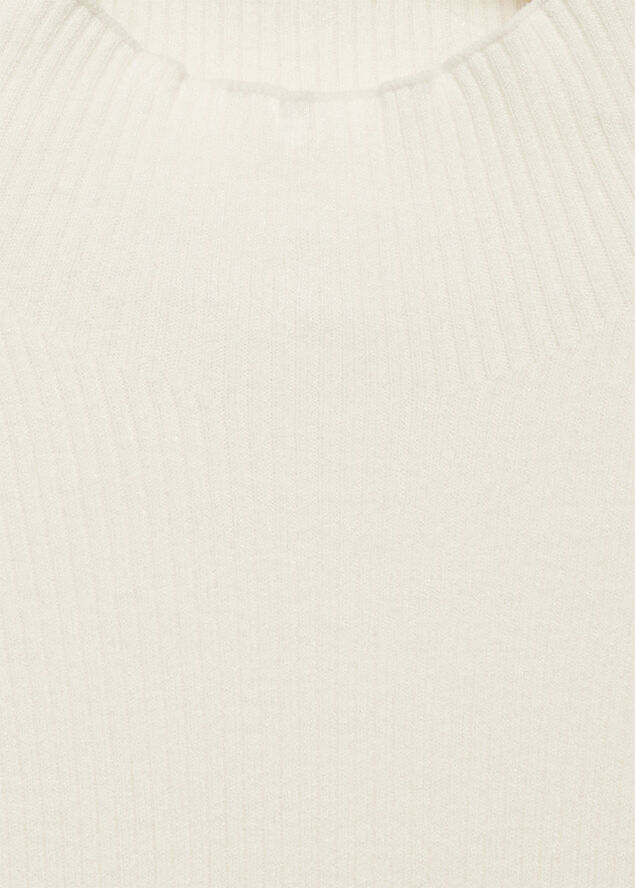 MANGO High collar ribbed knit sweater Light beige