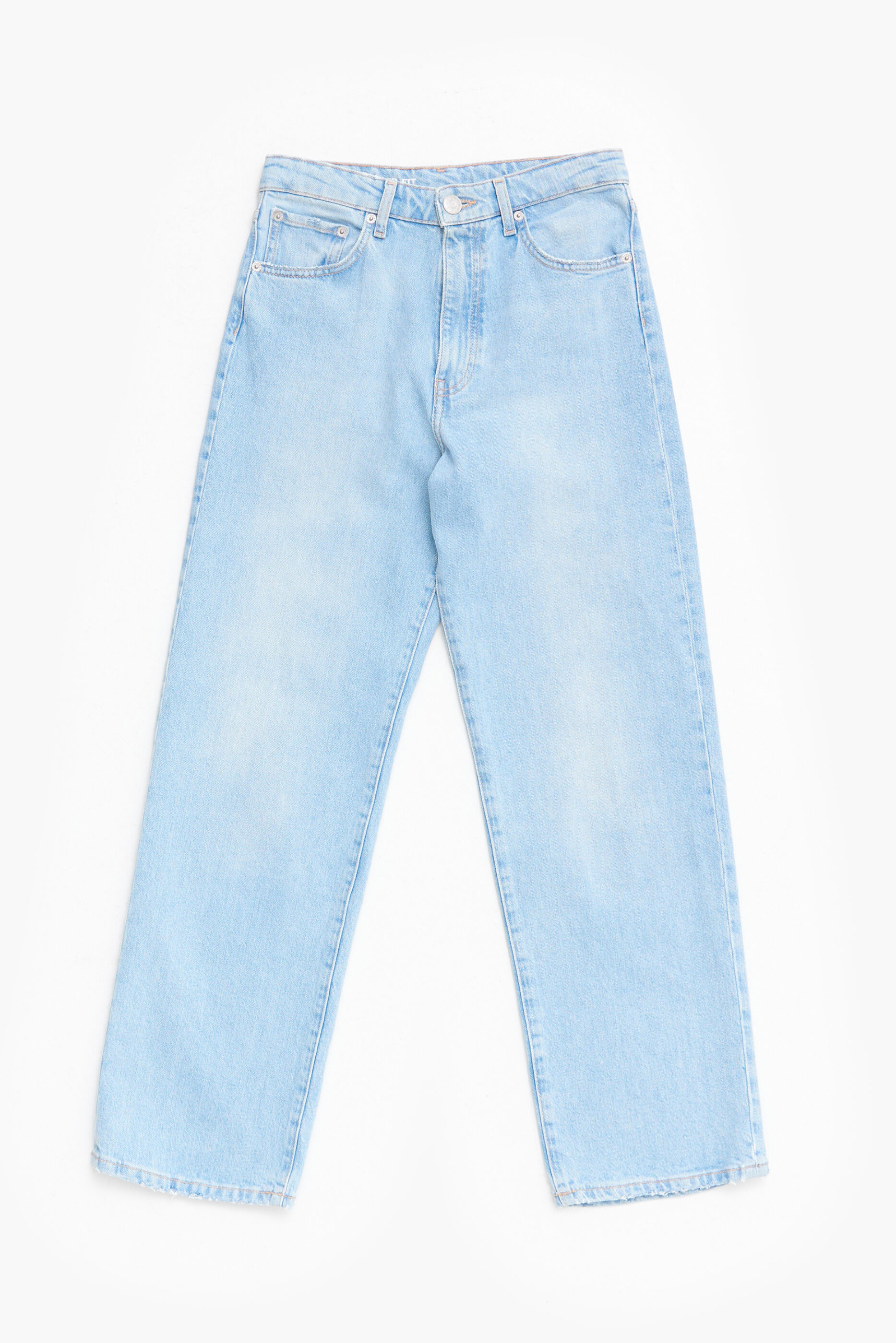 CALÇA RETA CURTA - Jeans azul claro de perna reta