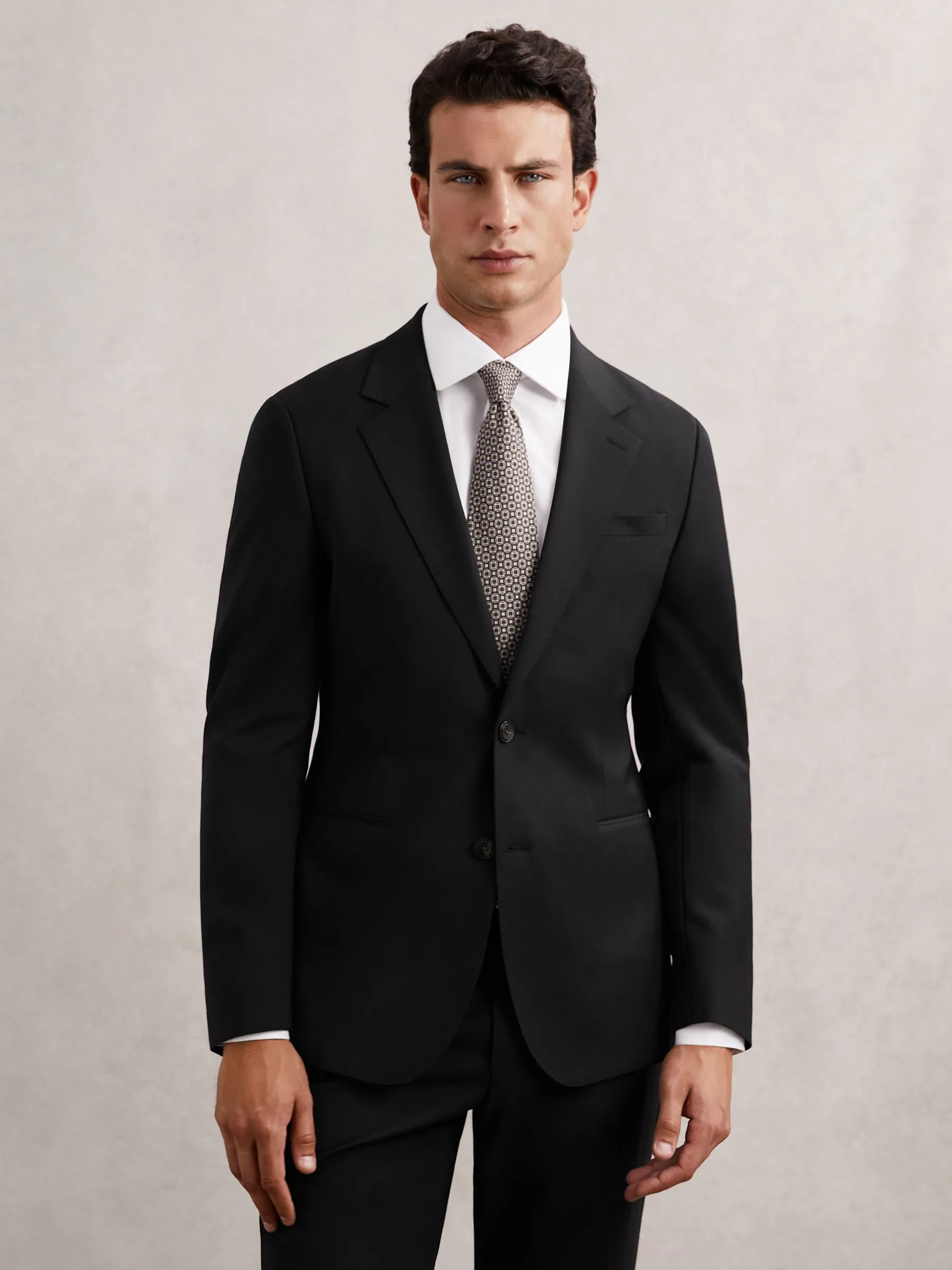 Zwart - Reiss Promise Wool-Blend Single-Breasted Suit Blazer Slim-Fit