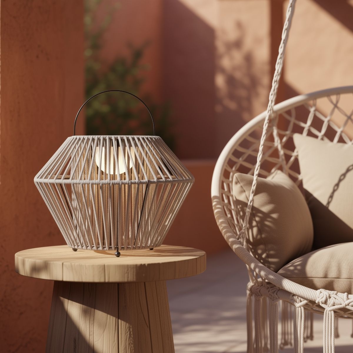 Bohemian tafellamp grijs incl. LED 3-staps dimbaar IP54 solar oplaadbaar - Duco