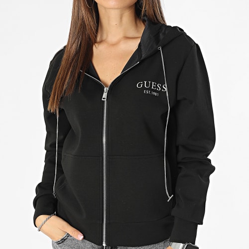 Sweat Zippé Capuche Femme W3YQ15-KB932 Noir Argenté