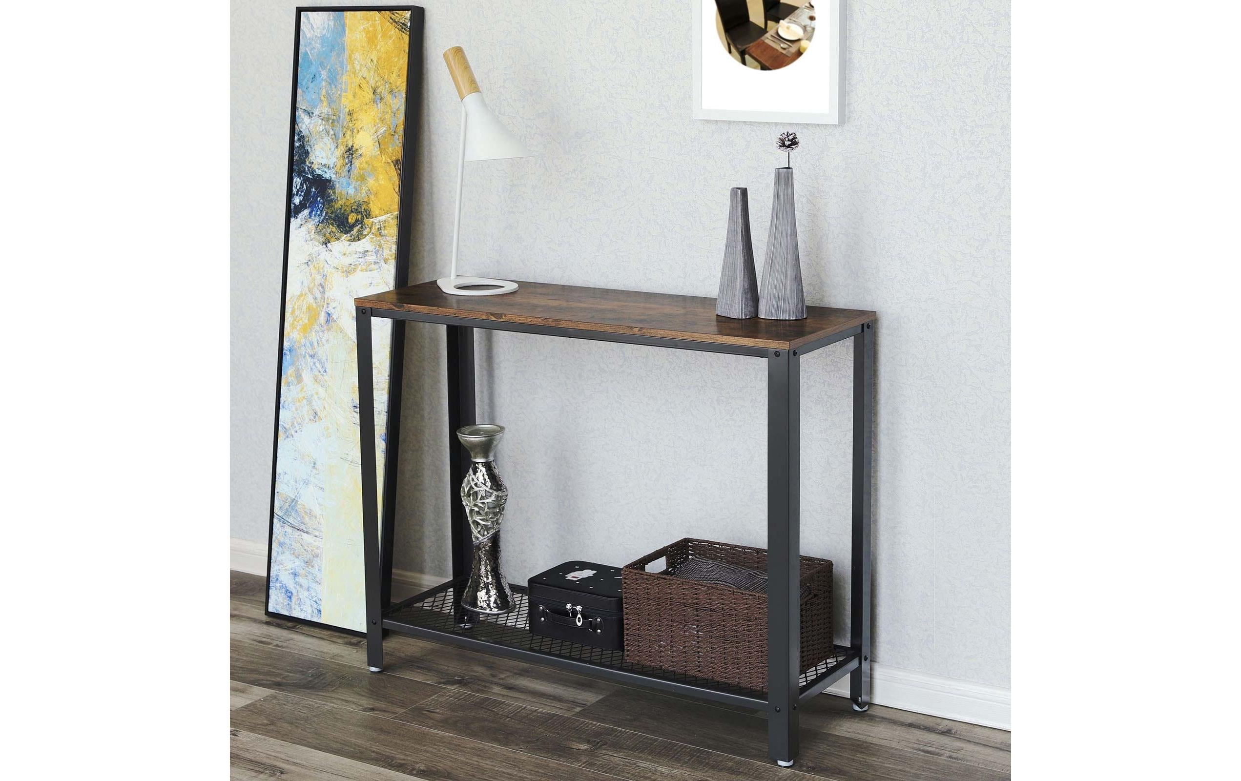 Konsolentisch mit Gitterablage 101.5 x 80 cm, Braun/SchwarzBeistelltisch