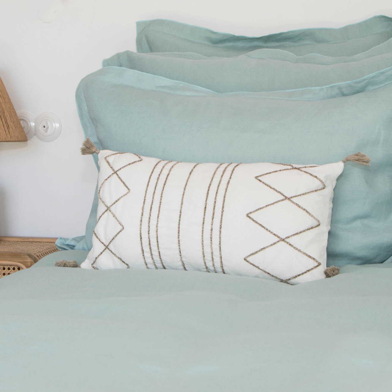 Febronie Home Drap housse 100% Lin Hortense aqua