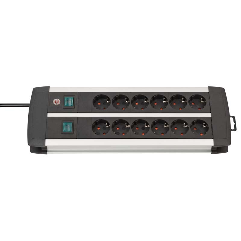 Brennenstuhl Premium-Duo 1391000912 stekkerdoos 12-voudig met beveiliging 3m zl/zw