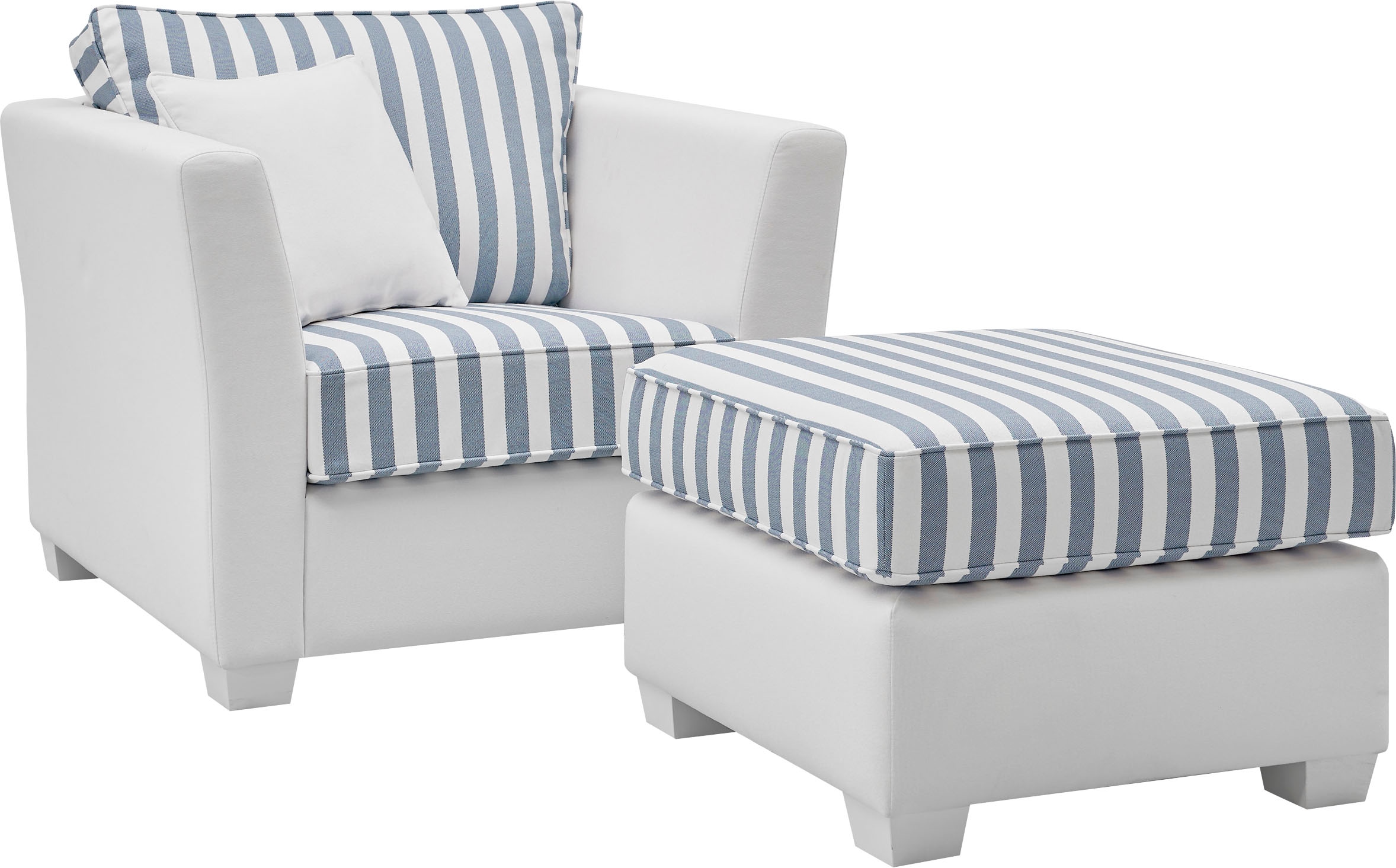 Home affaire Sitzgruppe »CALIFORNIA« 2 Stk. tlg. maritimer Landhausstil, Sessel mit passenden Hocker 65x65 cm