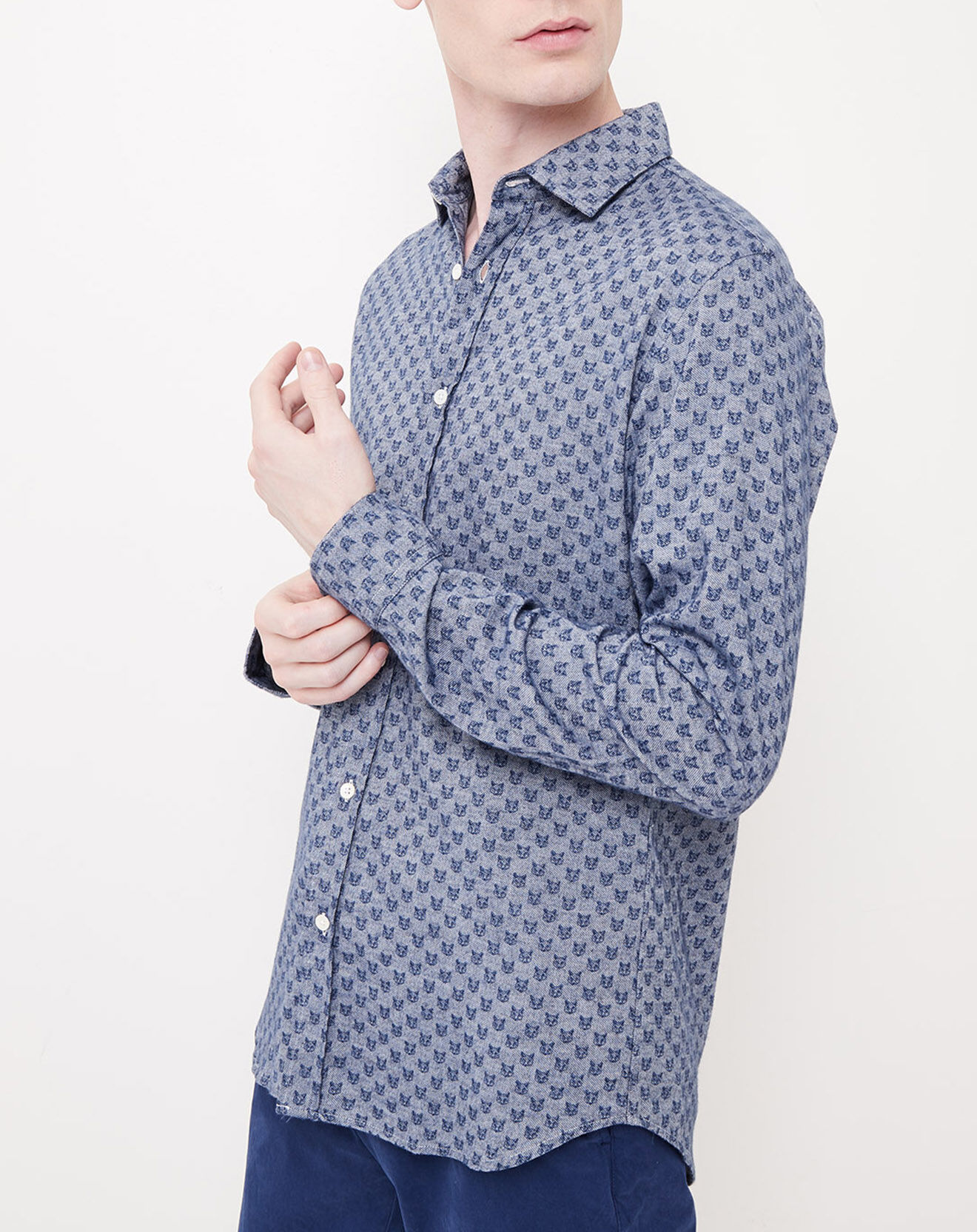 Hartford Chemise Slim Sammy imprimé fox bleue