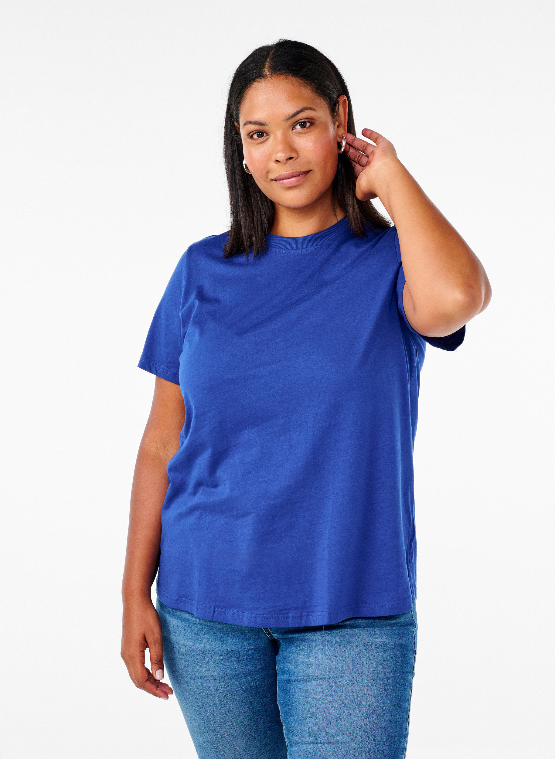 Basis t-shirt i bomuld med rund hals