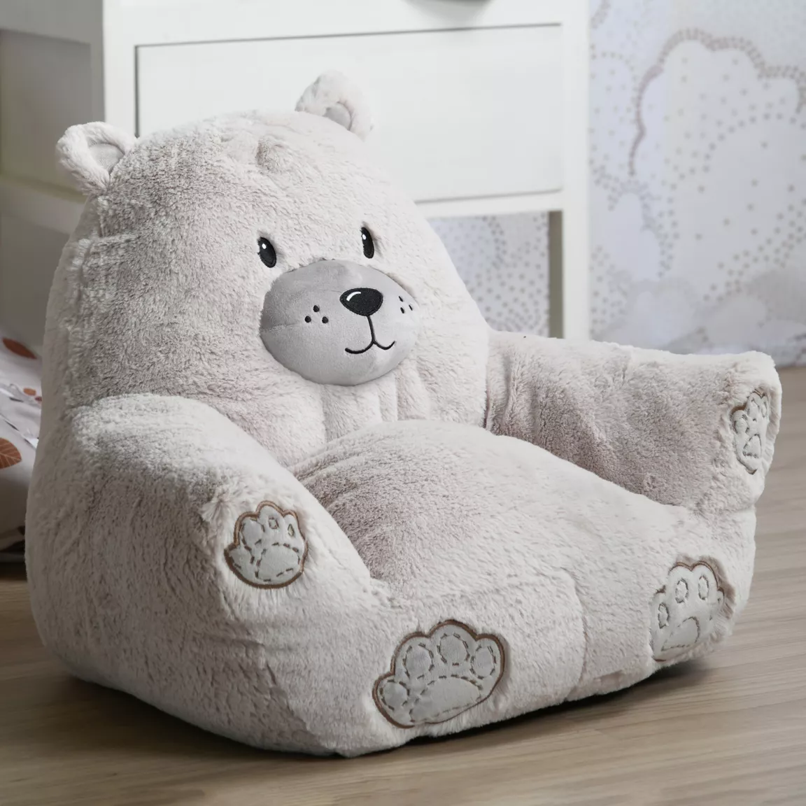 Pouf ourson enfant (45 x 45 cm) Jules Beige