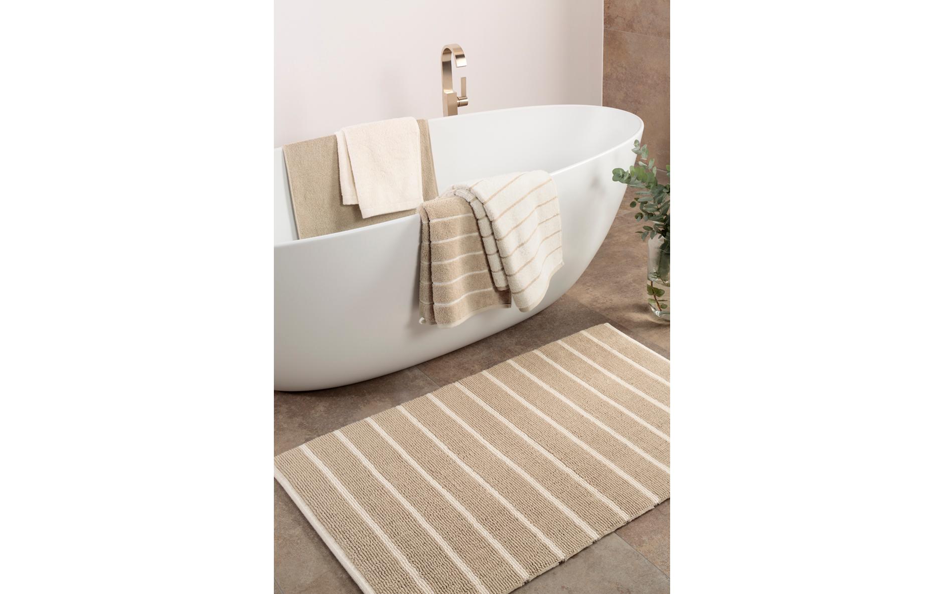 Badteppich Balance Doubleface 60 x 100 cm, Natur<br>Handgewebter Wende-Badteppich