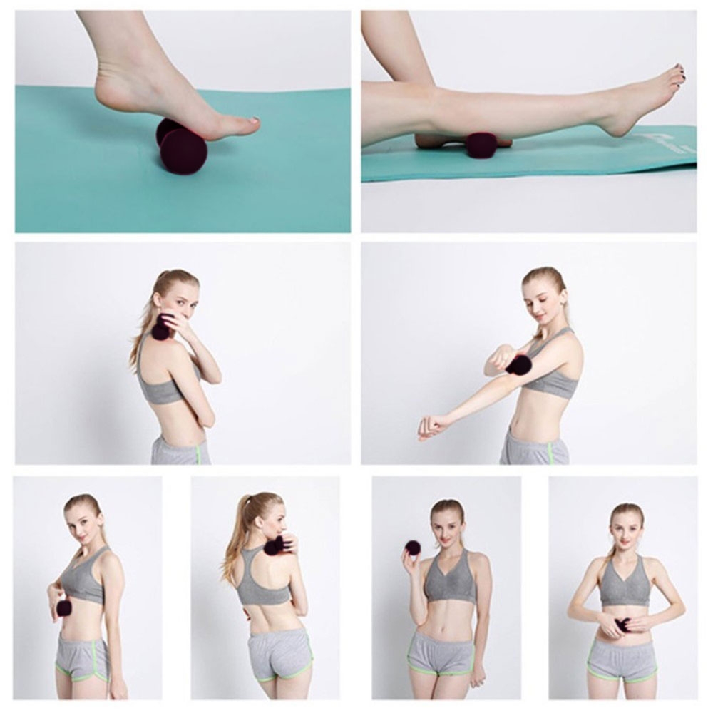 (12x6cm) Multifunktionale Faszienkugeln Fitness Massage Doppel-Ball - Schwarz