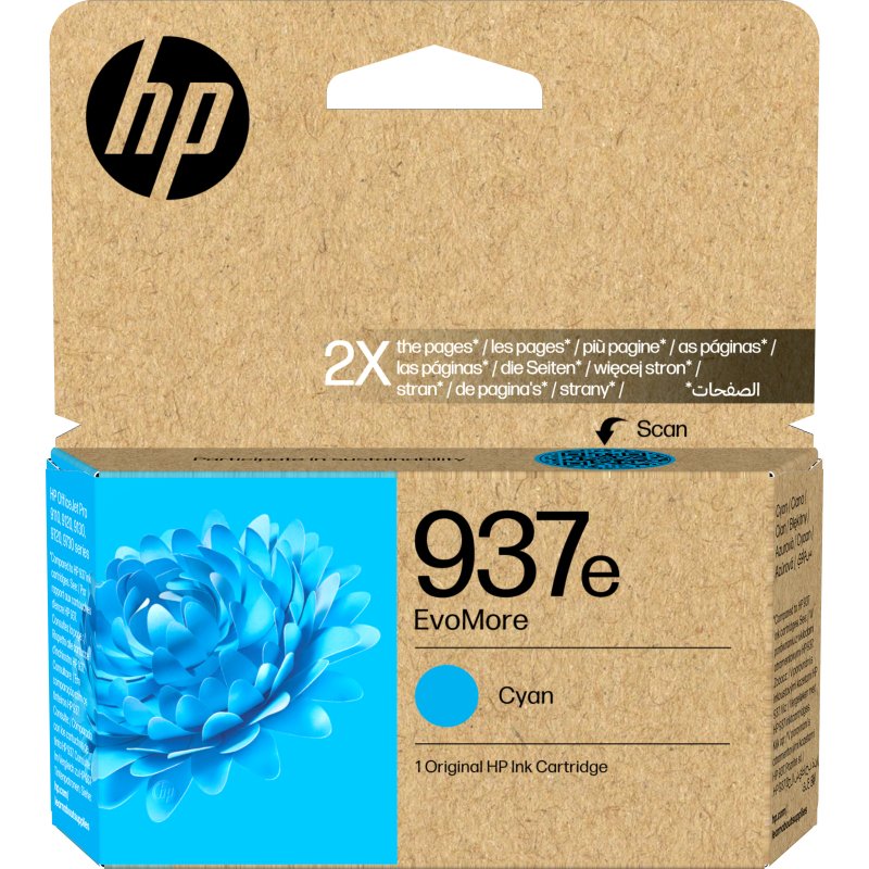 HP 937e Cartouche d’encre authentique Cyan EvoMore