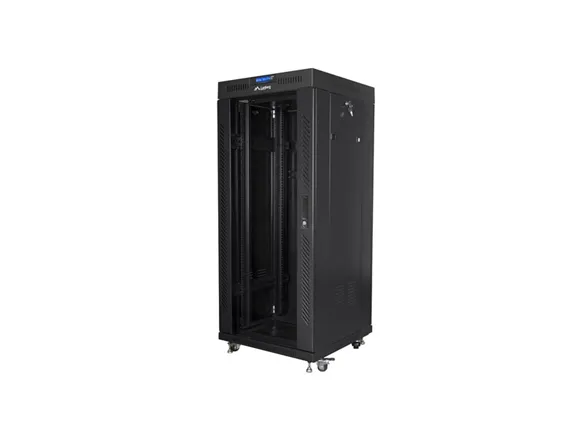Lanberg - Rack kabinet - med 2 køleblæsere, display - sort, RAL 9004 - 27U - 19