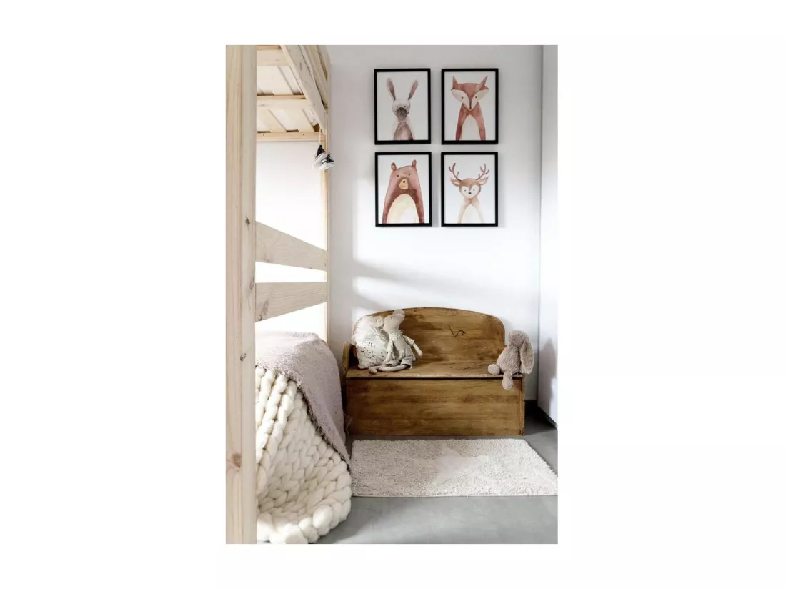 Banc coffre de rangement en pin brut 78 litres