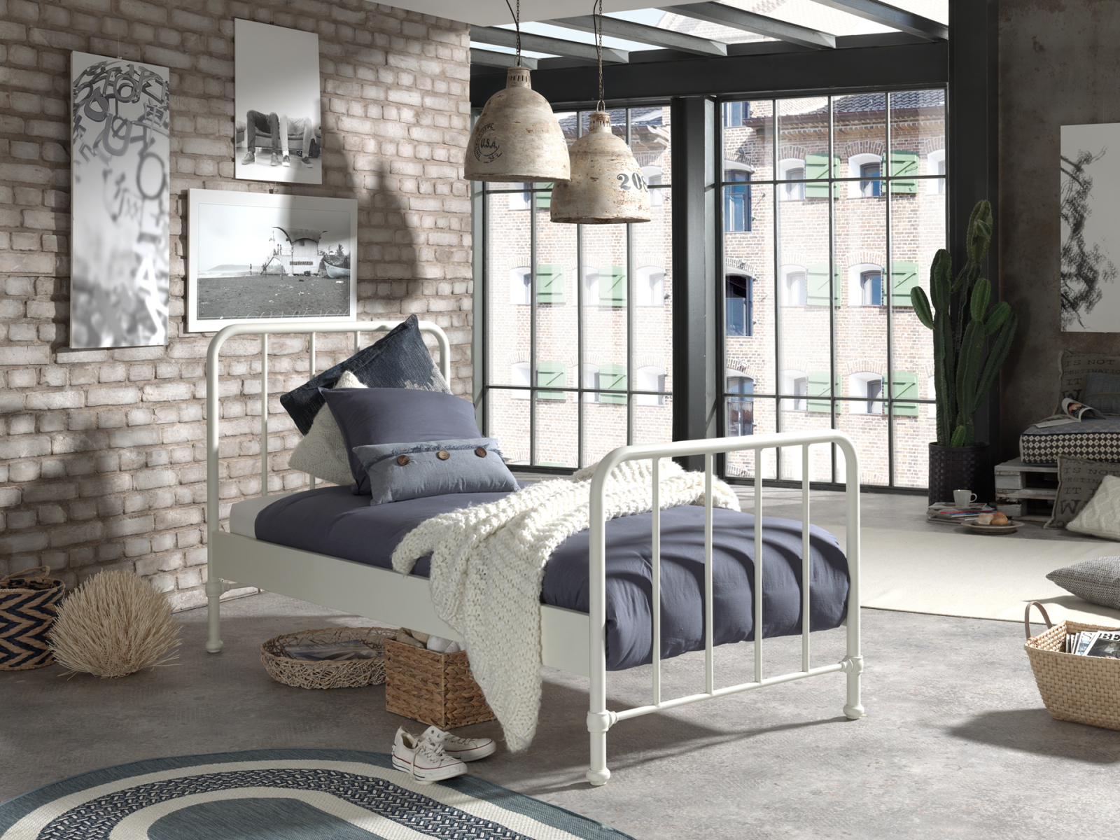 Metallbett BRONXX - weiß matt - 90x200 cm