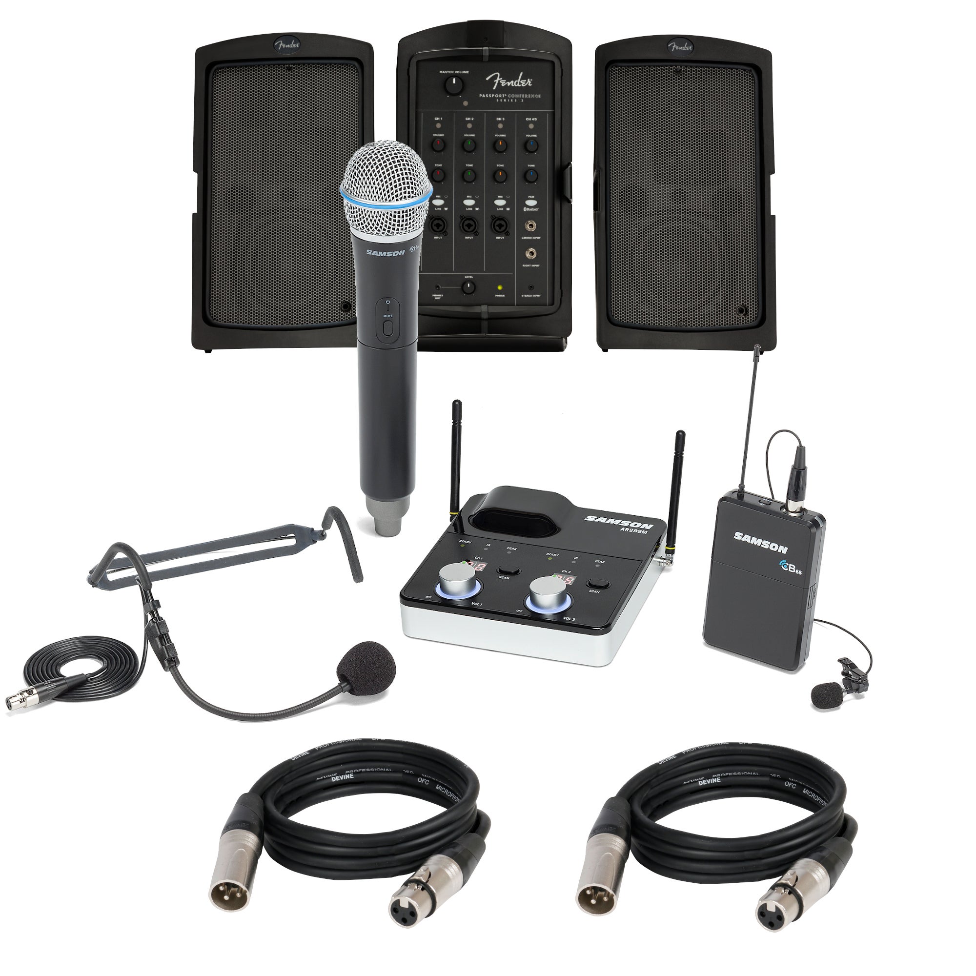 Samson Concert 288m All-In-One met Fender Passport Conference PA (D 542 - 566 MHz)