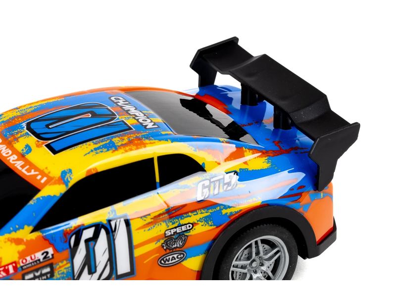 TEC-TOY Auto Champion GT9 mit Licht, Gelb/Blau, 1:22 Ferngesteuerter Sportwagen mit Licht für Kinder ab 3 Jahren