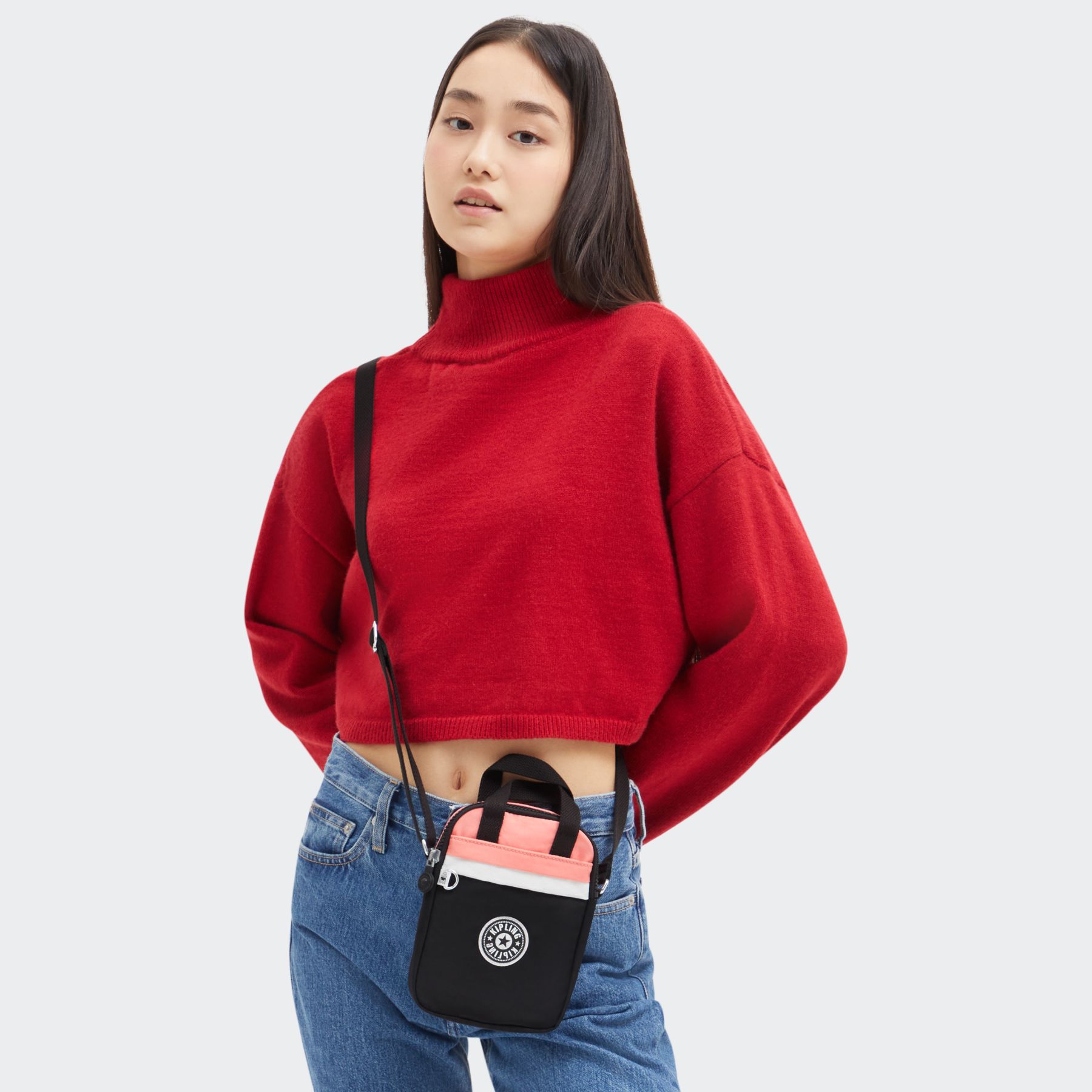 LEVY Petit sac à bandoulière zippé avec anses - Jazzy Black Block