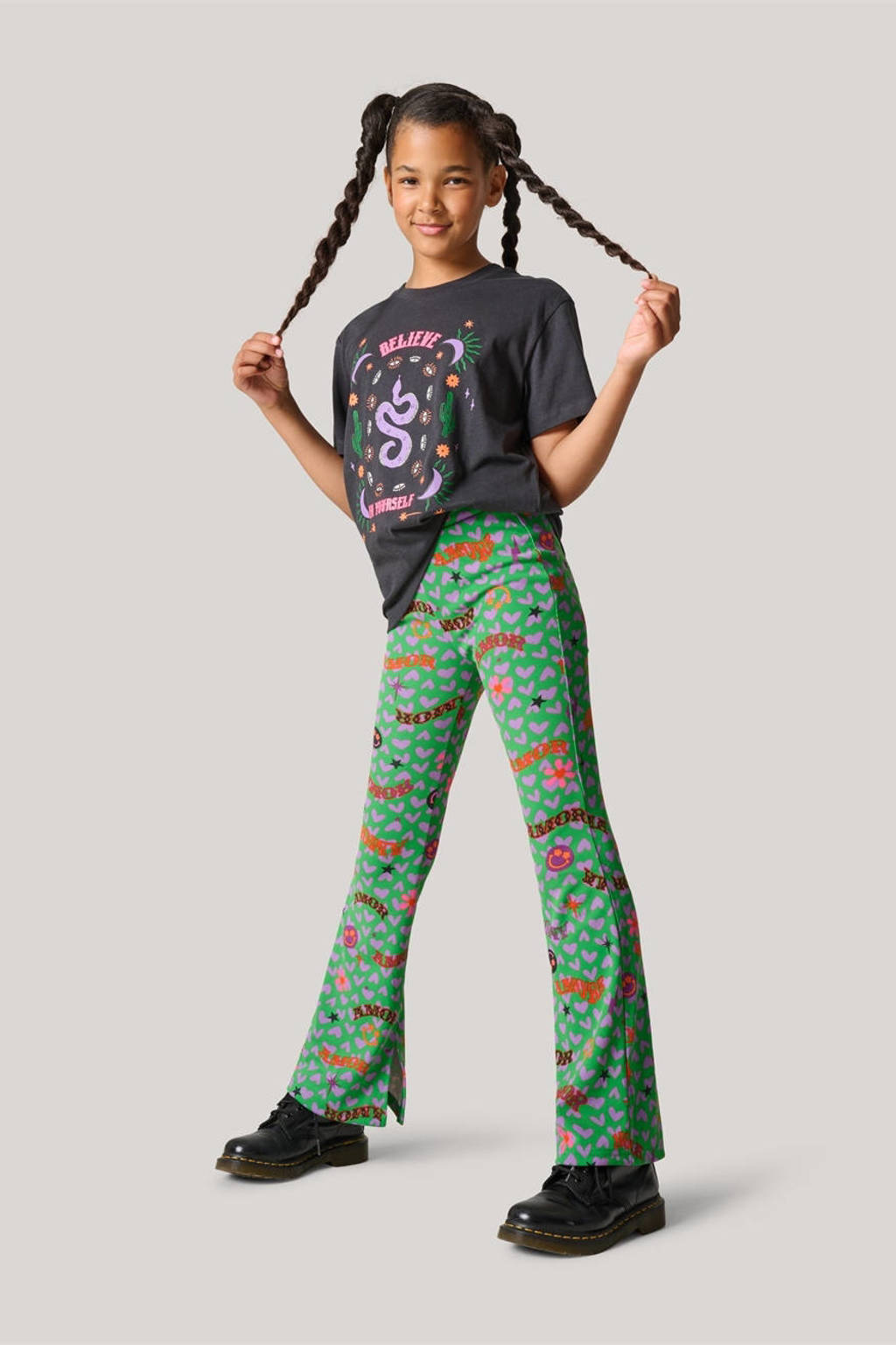 Shoeby T-shirt met printopdruk donkergrijs/multicolor